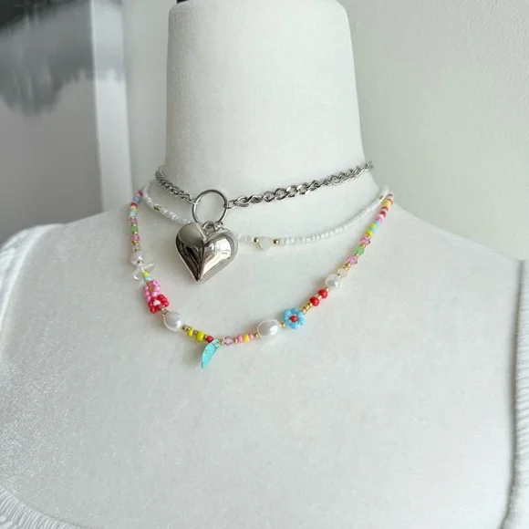 Y2K indie coquettes beads colourful mutlticoloured choker necklace - Picture 3 of 4